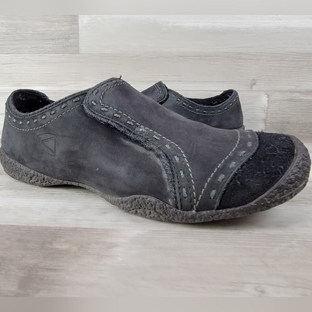 Keen Midori Black Leather Slip On Monk Loafer Shoe Women's Size 8½ - Picture 6 of 15
